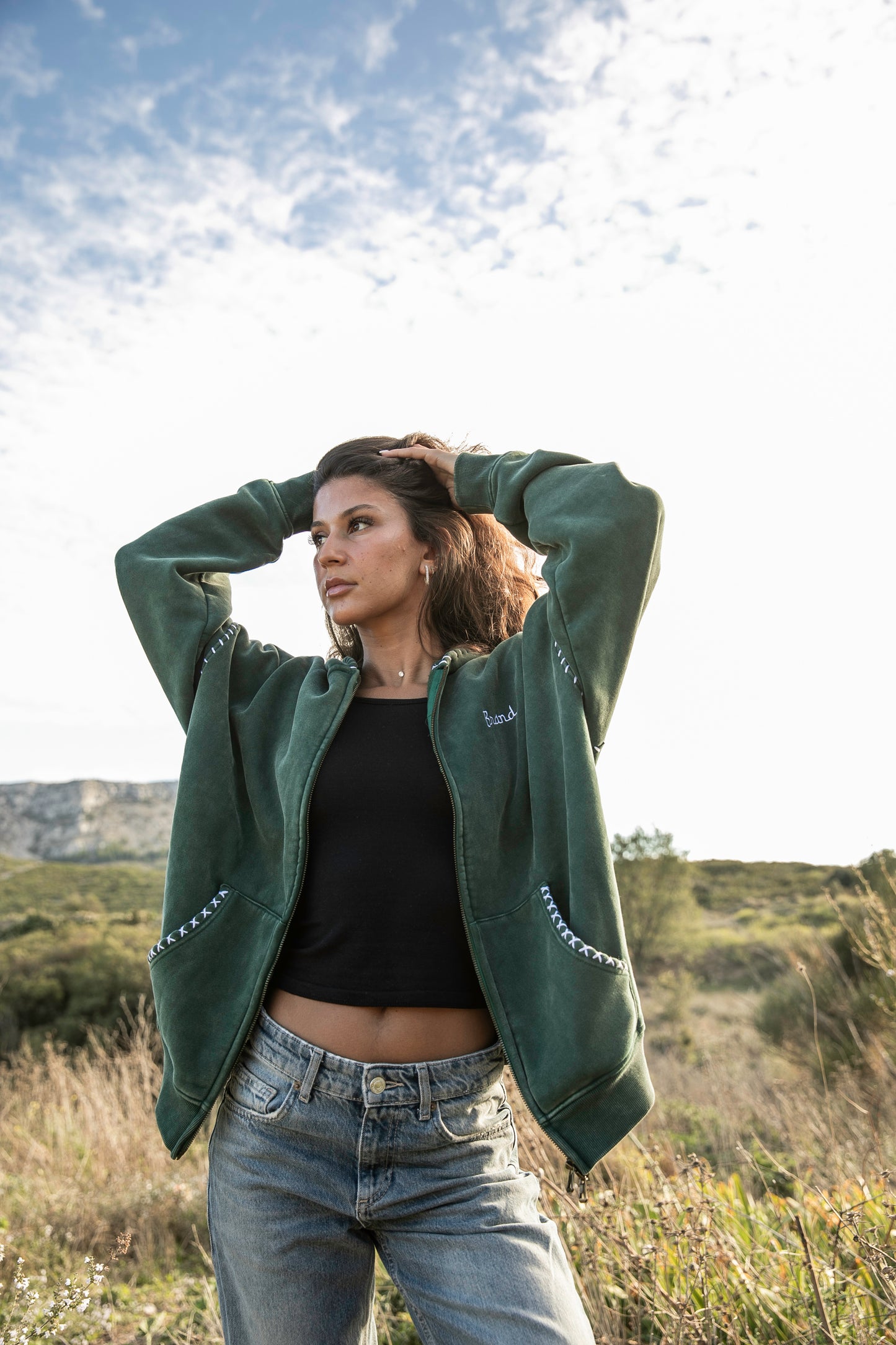 Veste zippée verte